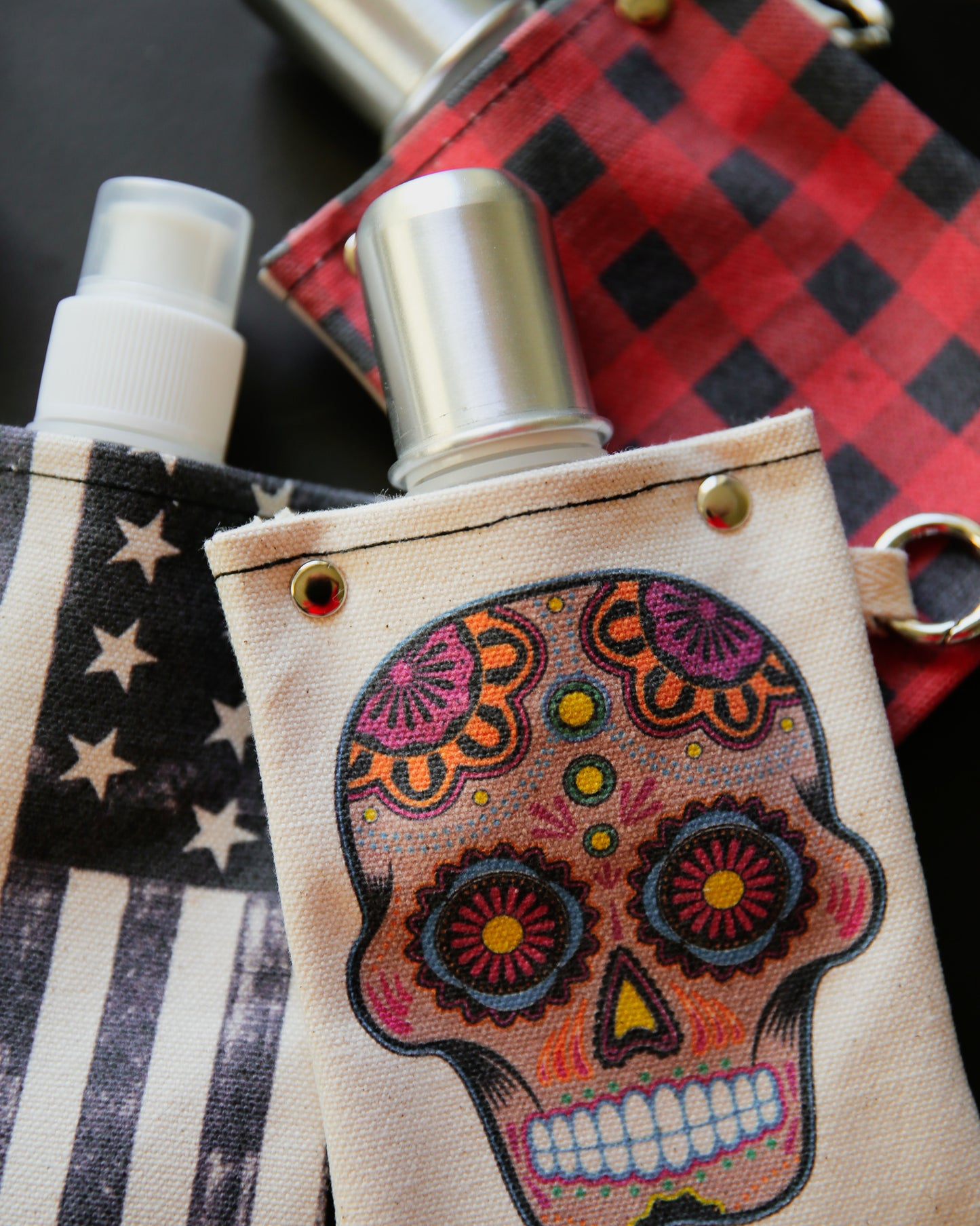 Colored Sugar Skull- Canvas Flask 120ml
