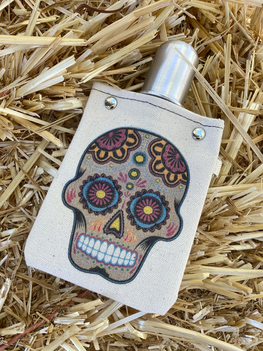 Colored Sugar Skull- Canvas Flask 120ml