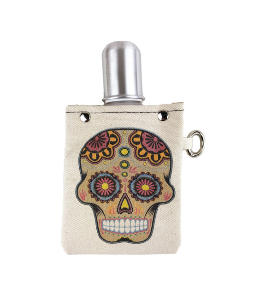 Colored Sugar Skull- Canvas Flask 120ml